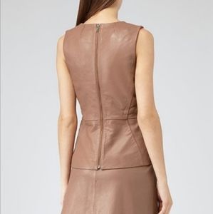 Reiss Women's Natural Gala Peplum Leather Top